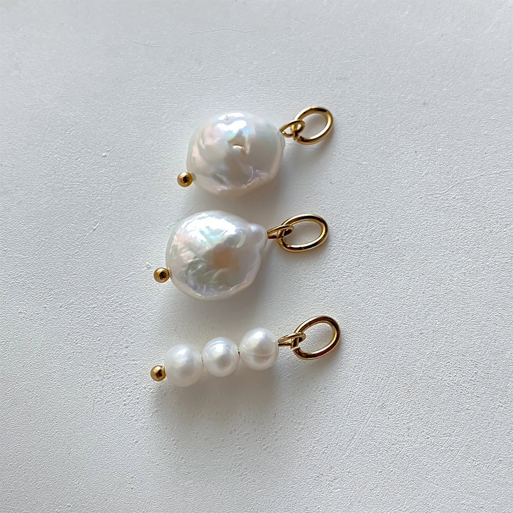 eManco Natural Cultured Freshwater Pearl Charms with  Stainless Steel Jump Rings for DIY Earrings Necklace Jewelry Making