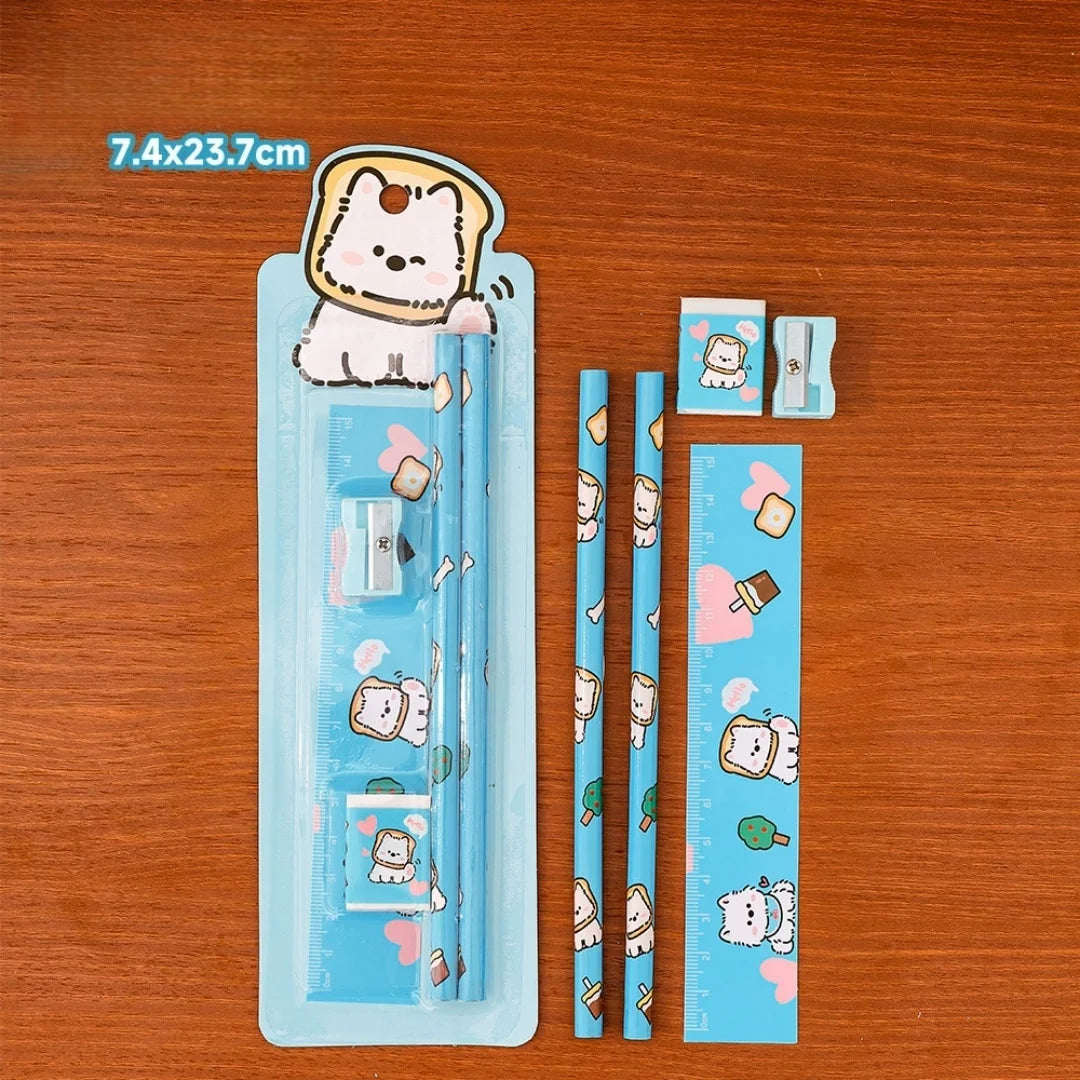 5Pcs Cartoon Stationery Set Christmas Gift Children Writing Tools Learning Supplies Prizes Gift Office School Art Drawing Pencil