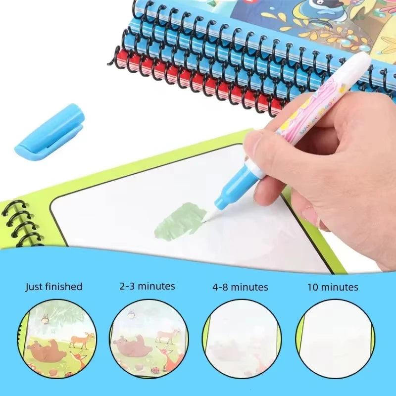 Cartoon Watercolor Painting Magic Book Kids Educational Magic Water Coloring Book Sensory Early Education Puzzle Drawing Toys