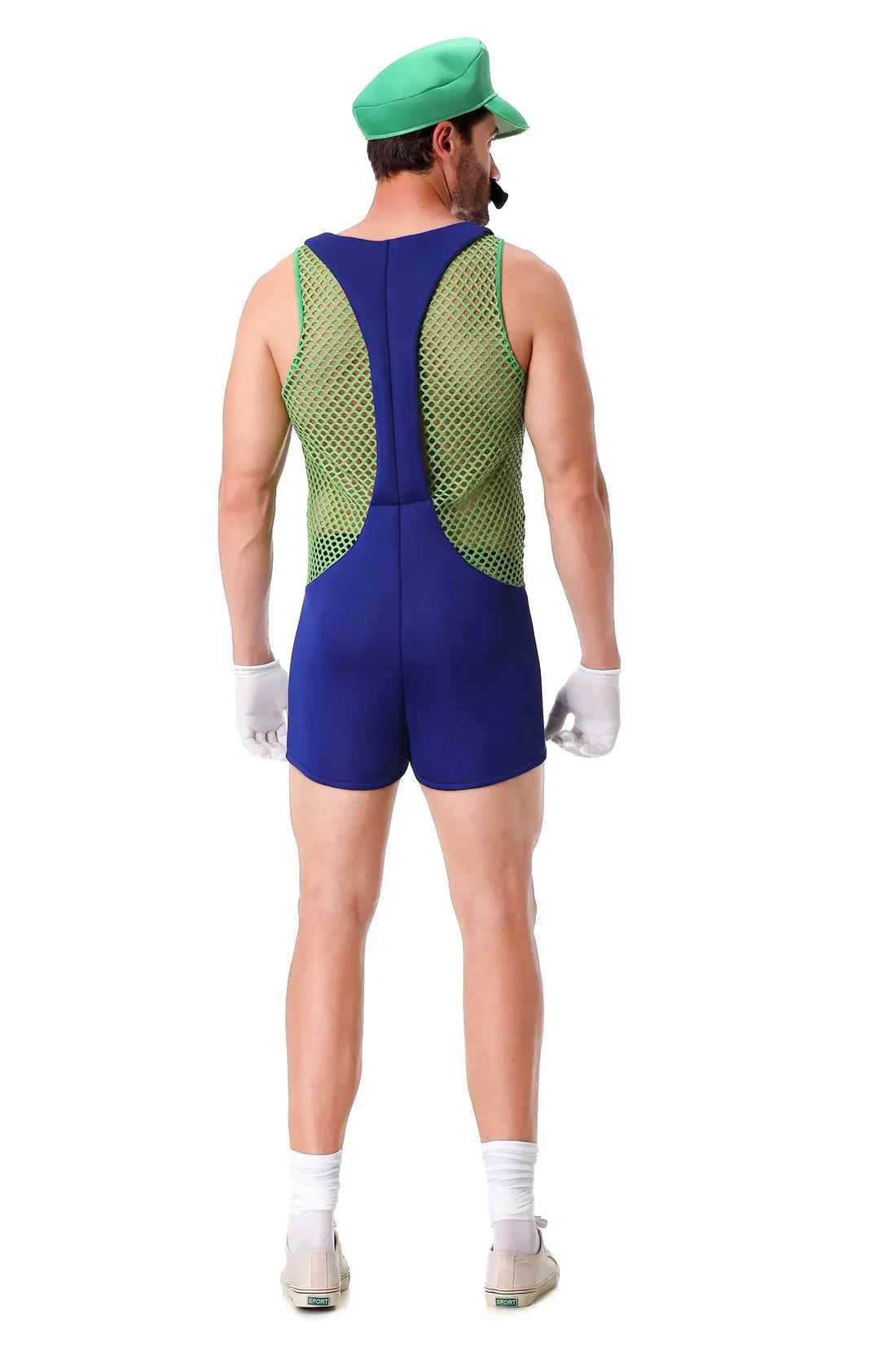 Halloween Cosplay Men's Anime Super Luigi Bros Hollow Overalls Jumpsuits Costume Carnival Party Disguise Plumber Funny Onesie
