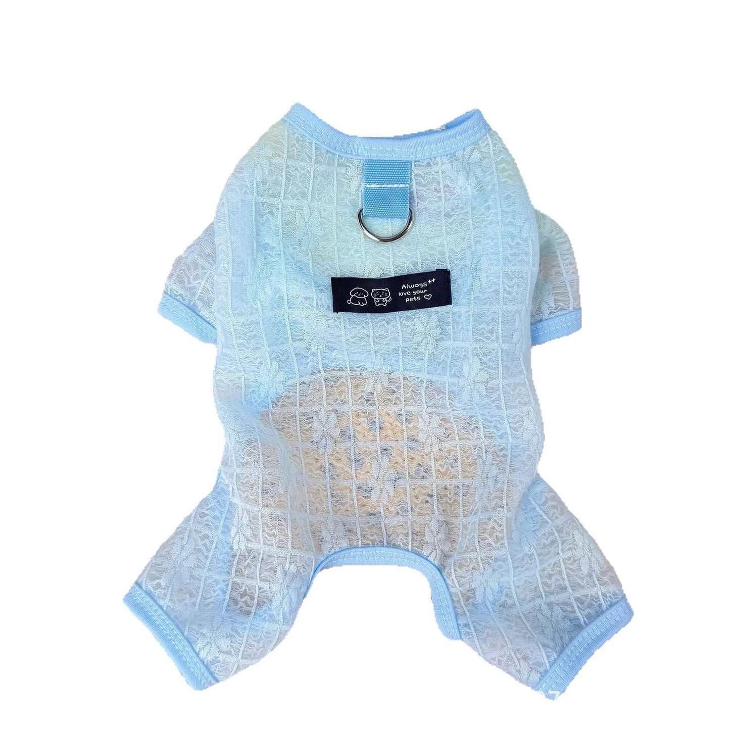 Pet Spring and Summer Thin Breathable Mesh Four Legged Clothes Dog Teddy Sun Protection Clothes Cooling Jumpsuit Puppy Clothes