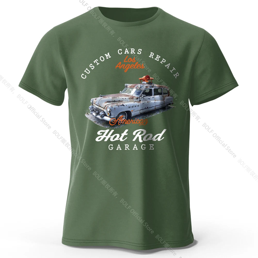 Custom Car Club Patch Printed Unisex Men Women T-Shirt Tees Tops 100% Cotton Embossed Logo Graphic Gearhead Outfit
