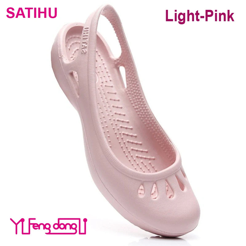Ultralight EVA Clog Satihu Summer New Lightweight Anti Slip Hole Shoes For Women's Flat Bottom Sandals Nurse Outdoor Beach Jelly