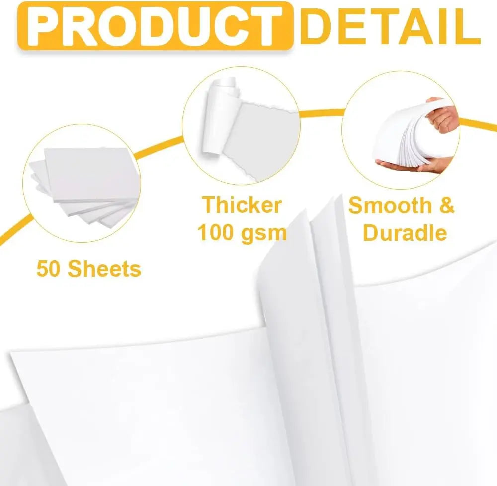 A4 Printer Paper 100gsm 28lb Bond, 50 Sheets 100 Pages Unpunched Blank Copy Paper for Inkjet Laser Copier, Smooth Heavyweight