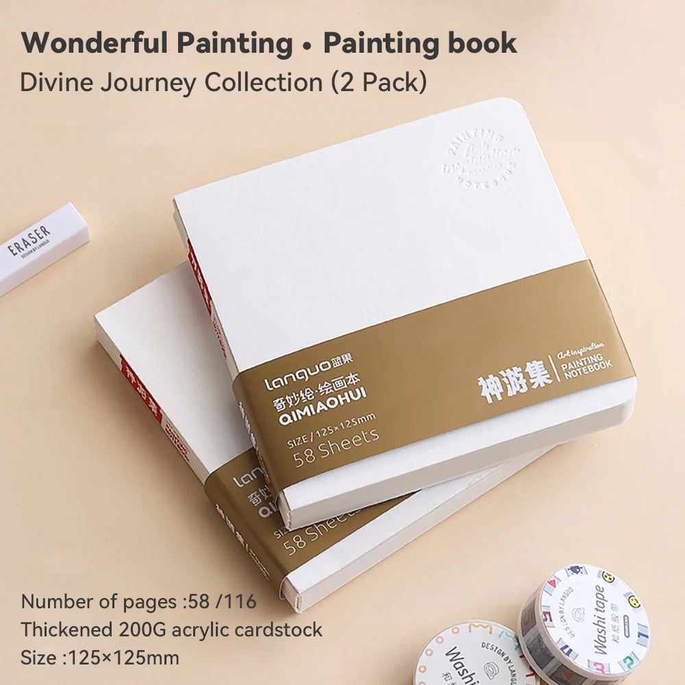 Languo 58 Sheets Drawing Notebook Thick Paper Sketchbook Portable Watercolor Book Gouache Notepad Art Supplies Stationery
