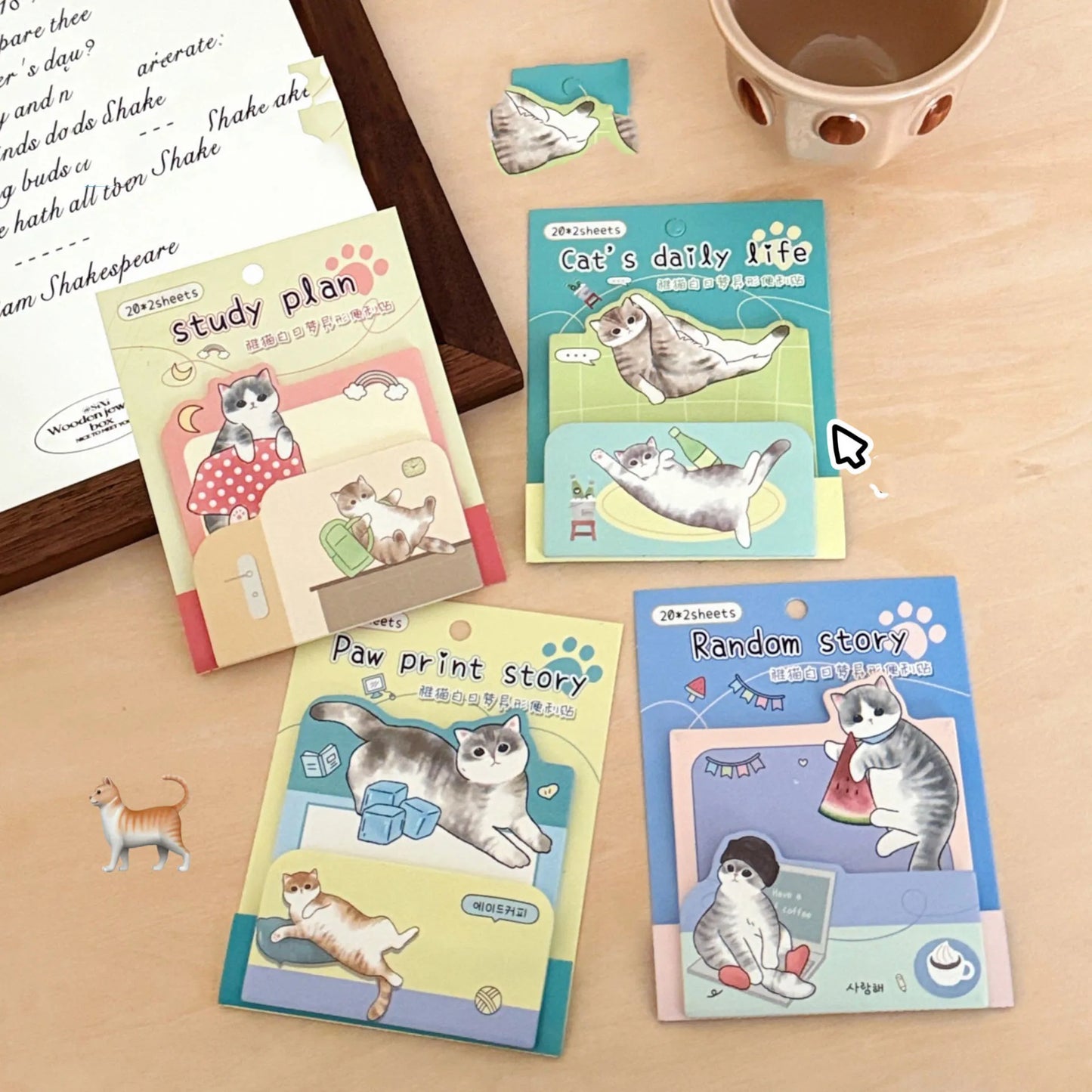40/160 Sheets Post-it Cartoon Cat Planner Post-it Adhesive Notes