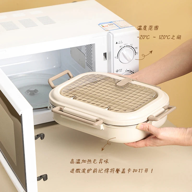 304 Stainless Steel Insulated Lunch Box Office Workers Sealed Portable Lunch Box with Bag Students Kids Commercial Bento Box Set