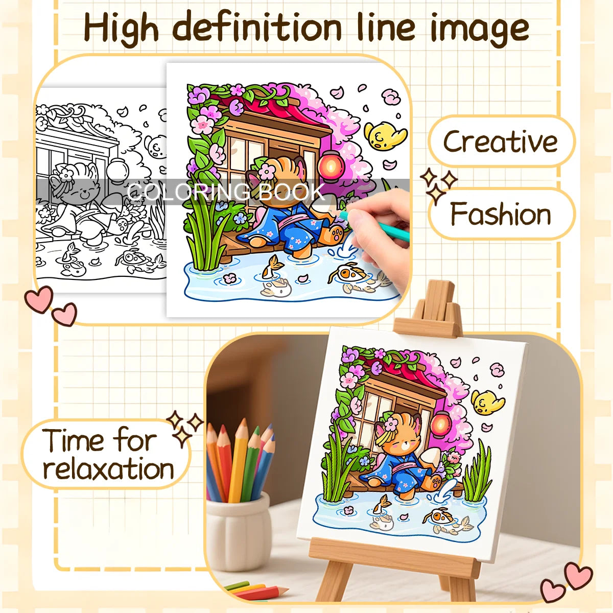 Cozy Hawaii Coloring Book for Adults And Students Featuring Puzzle Stress Relief for Relaxation Kids DIY Painting Drawing Books