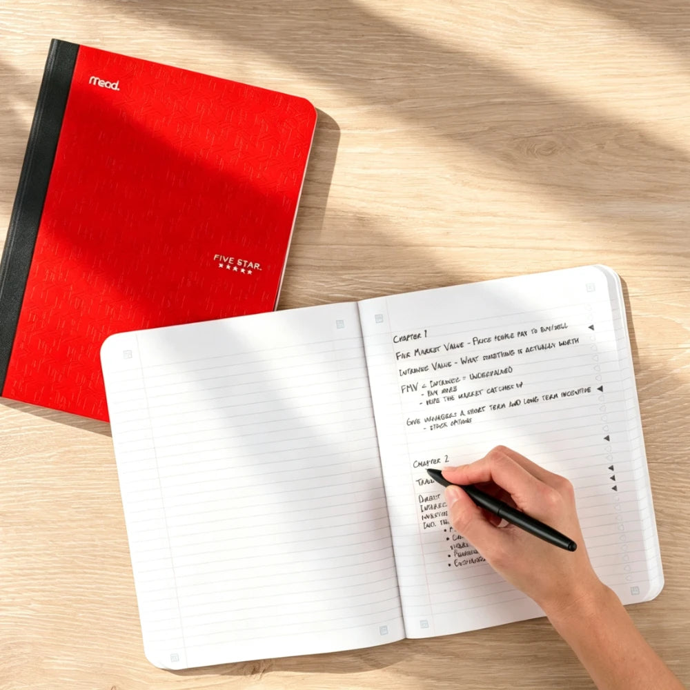 80 Pages College Ruled Composition Notebook, 9.75" x 7.5", Soft Cover Acid-Free Lined Journal, Sewn Binding Premium Adult Stationery for Office, School & Daily Journaling
