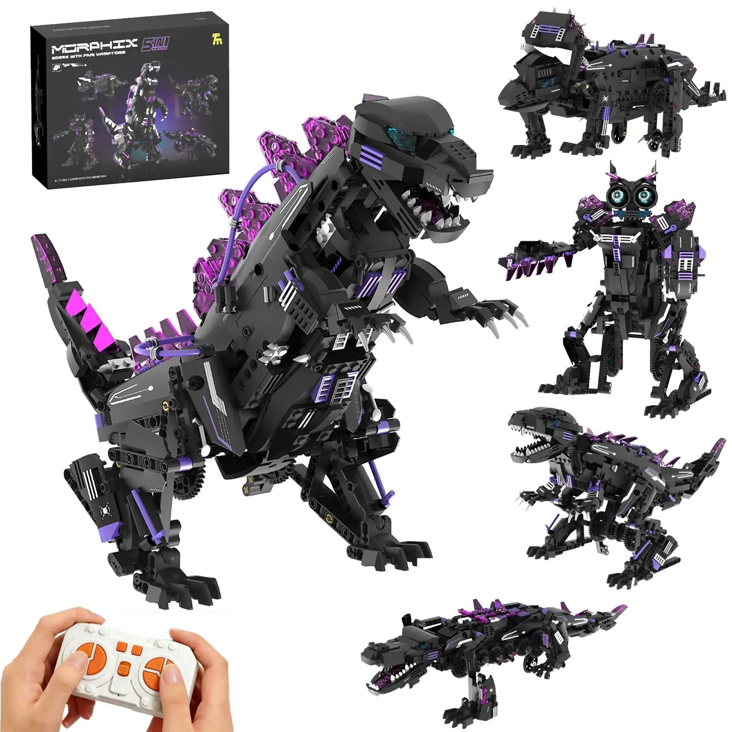 5in1 STEM Robot Dinosaurs Building Toys for Kids Remote & APP Controlled Dinosaur Robot STEM Building Kit for Science Learn
