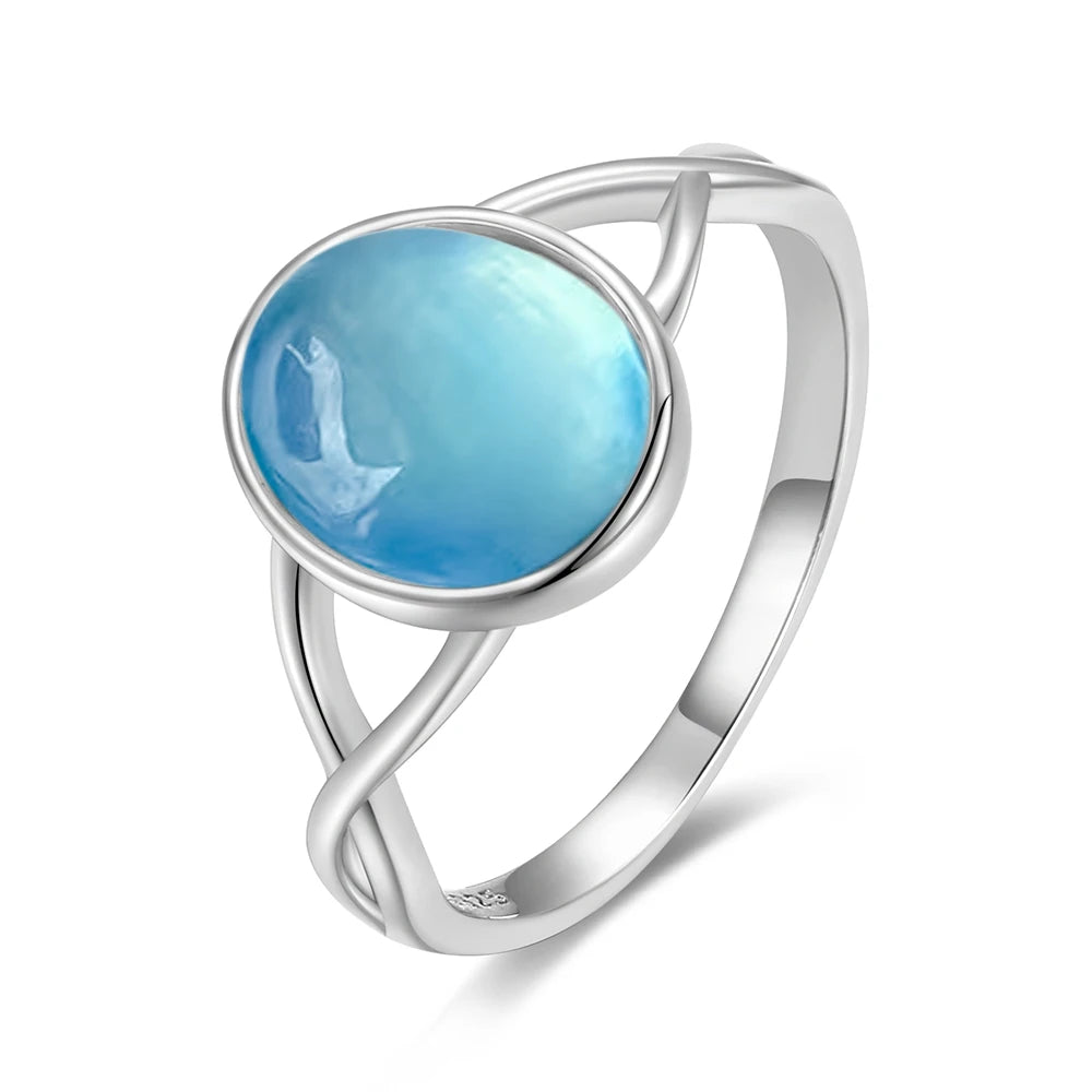 S925 Sterling Silver Moonstone Rings Simple Summer Rings Natural Stone With Blue Light Party Gifts Fine Jewelry Rings For Women