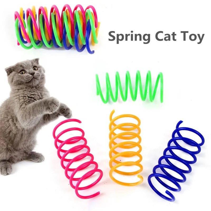 Colorful Plastic Spring Cat Toy Jumping Interactive Pet Supplies Scratch-Resistant Bite-Resistant for Cats