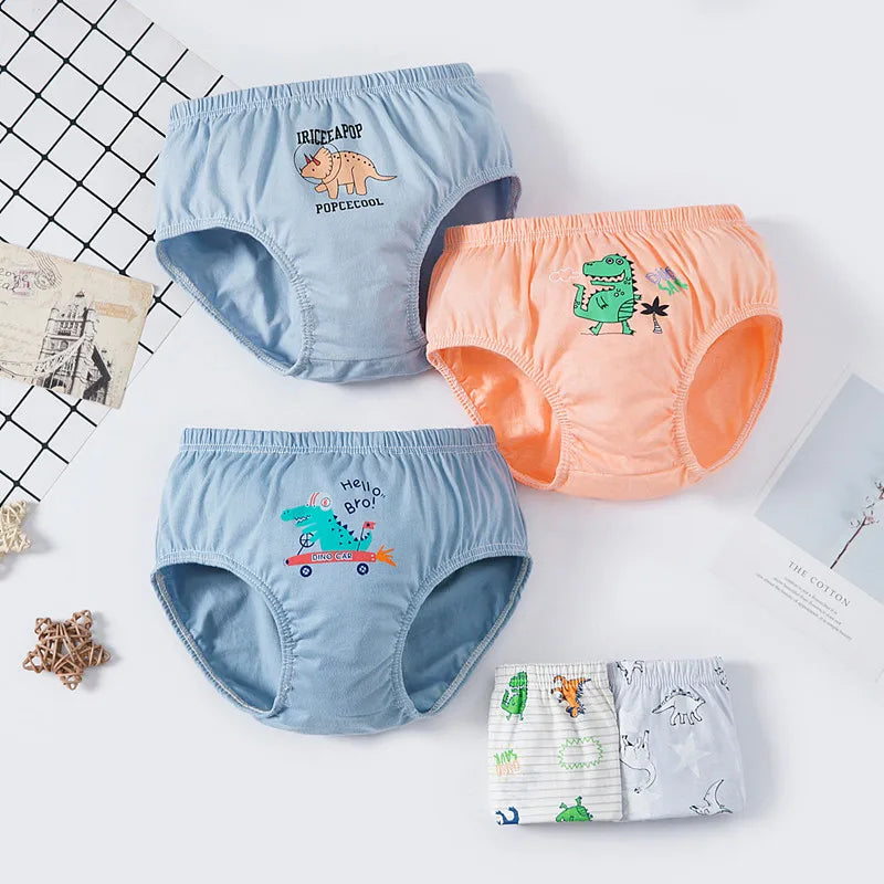 3 Pcs Children Underwear Cotton Kids Dinosaur Cartoon panties Breathable Soft Boys Briefs Boxers 2-14 Years Old Boys Panties