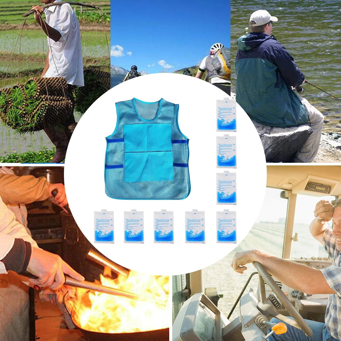 Cooling Ice Vest Summer Outdoor Activities Cooling Ice Vest With 8 Ice Bags For Men Women Hot Summer Outdoor Working