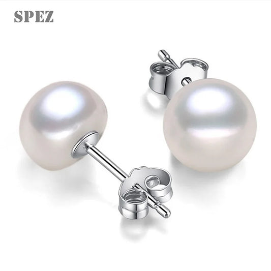 Wholesale Natural Freshwater Pearl Earrings Real S925 Sterling Silver Stud Earrings For Women Jewelry Birthday Gift