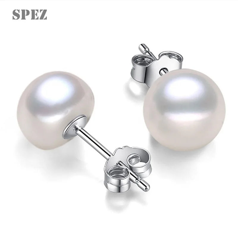 Wholesale Natural Freshwater Pearl Earrings Real S925 Sterling Silver Stud Earrings For Women Jewelry Birthday Gift