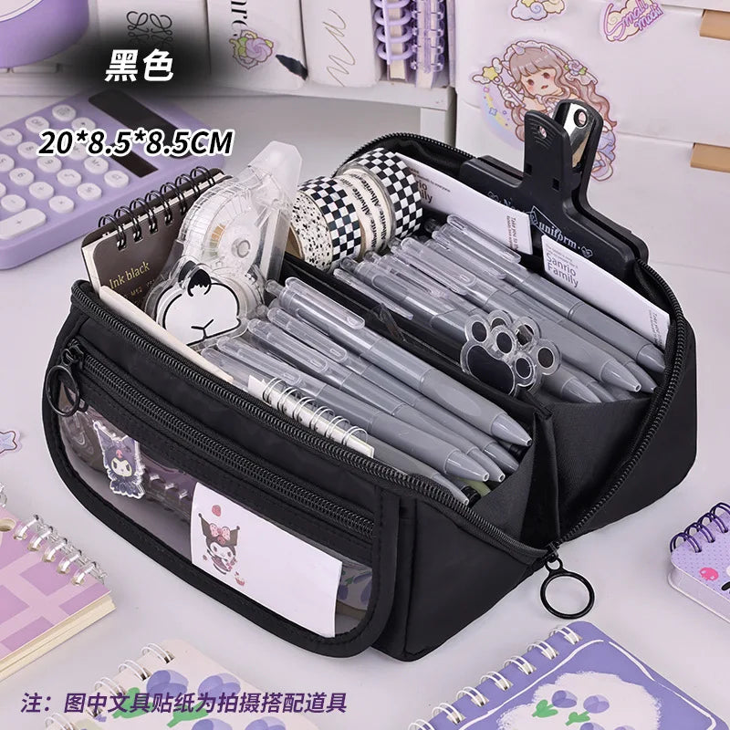 Large Capacity Pencil Case with Zipper - Portable Stationery Bag for Students, School & Office Supplies Storage