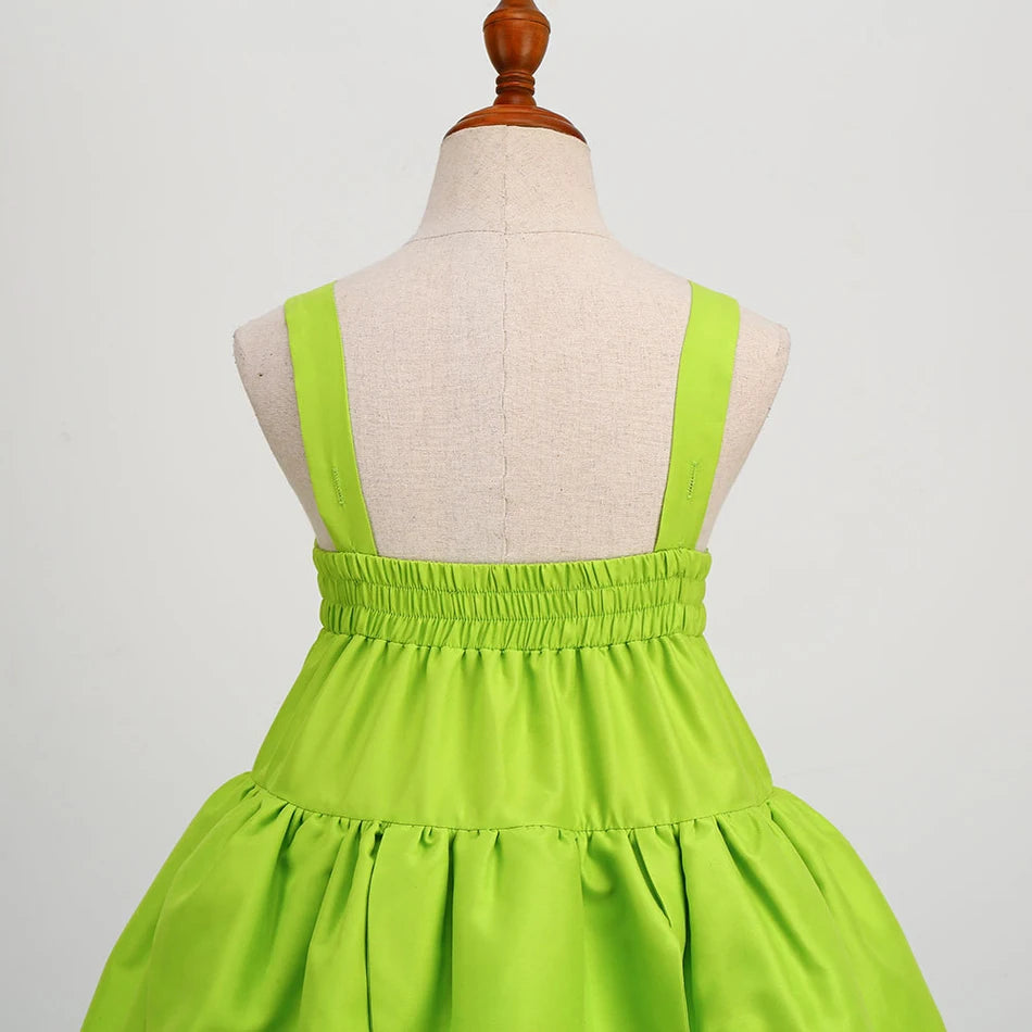 Girls Tinker Bell Costume Kid Green Fairy Princess Fancy Tinkerbell Dress Birthday Party Halloween Cosplay  Spirit Outfits 2-10