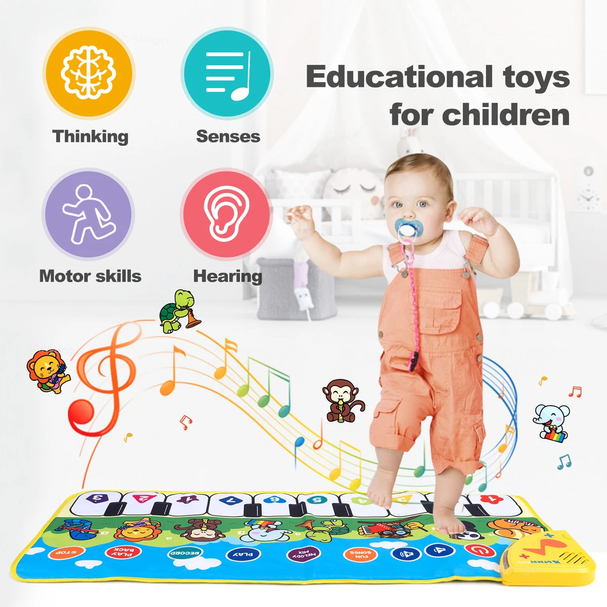 Piano Dance Mat for Kids 80*30cm Music Play Mat with Demo Songs Toddlers Floor Keyboard Musical Carpet Girl Boy Birthday Gifts