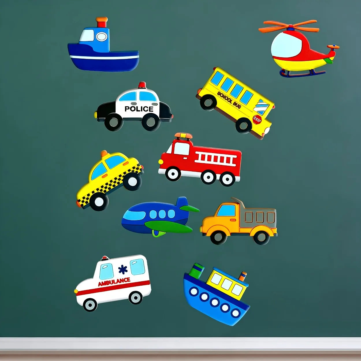 Fridge Magnets for Kids | Car, Ship, Plane & Vehicle Transportation Themed | Educational Learning Magnets, Whiteboard Toy & Gif