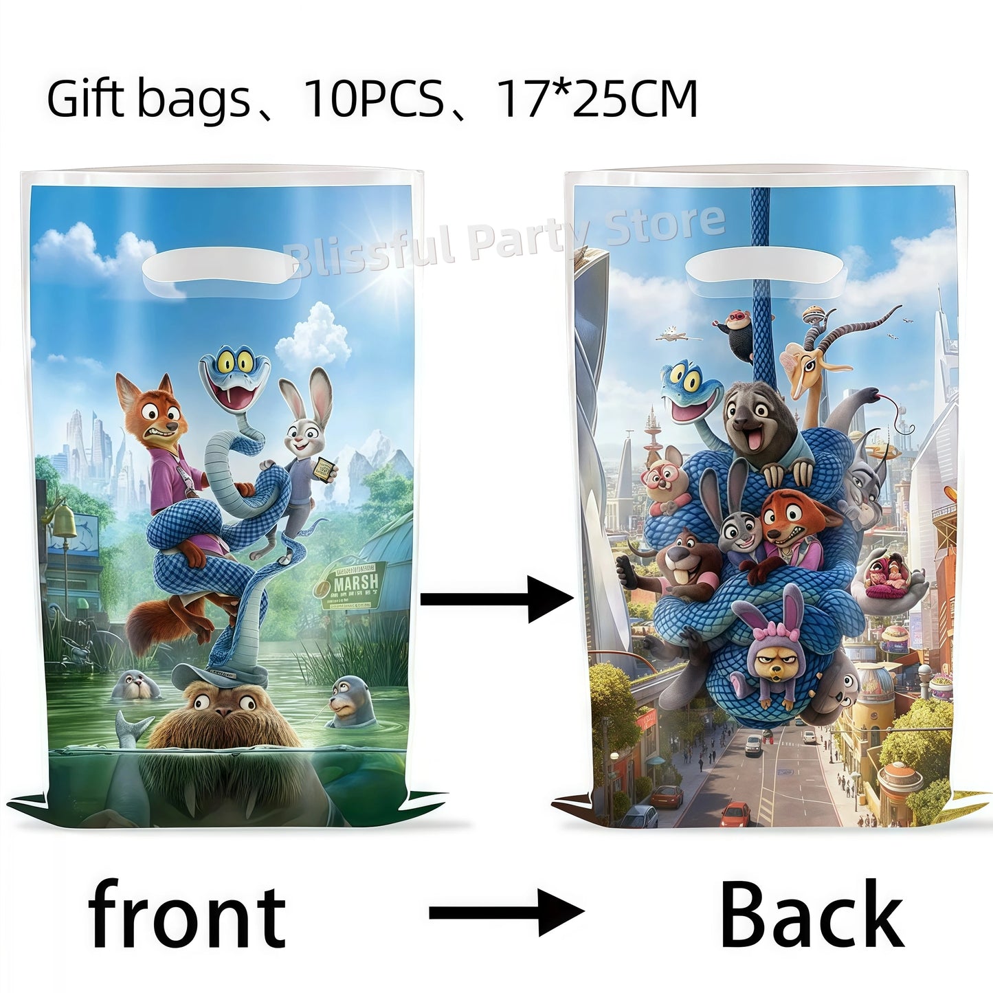 Zootopia Party Favors Slap Bracelets Keychain Stamp Popcorn Box Gift Bag Fillers Kids Birthday Decor Baby Shower Supplies Gifts