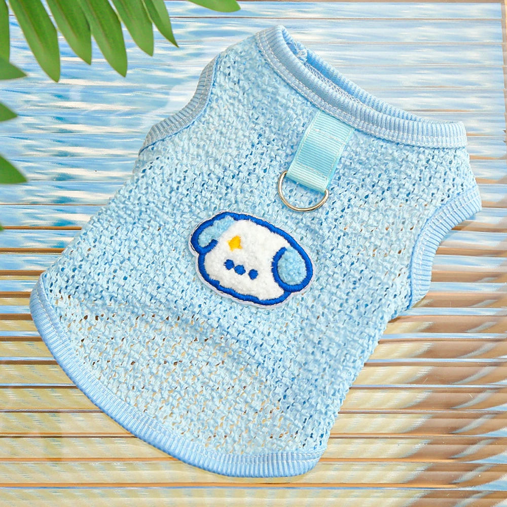 Cute Dog Cooling Vest Solid Breathable Mesh Thin Small Dog Summer Clothes  Bichon Medium Cat T Shirts Clothing Puppy Undershirt