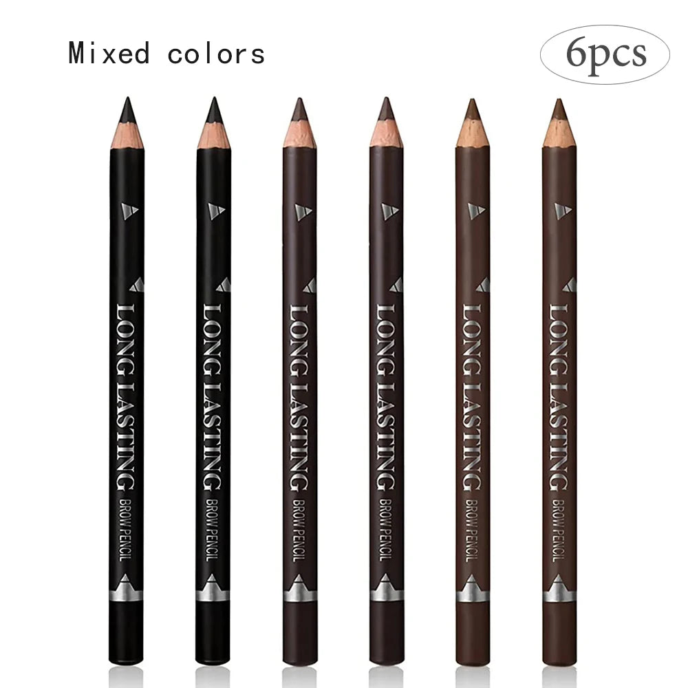 6/12Pcs Eye Brow Pencil Waterproof Professional Women Eye Makeup Pen Easy Color Natural Black Brown Cosmetic Beauty Eyebrow Tool