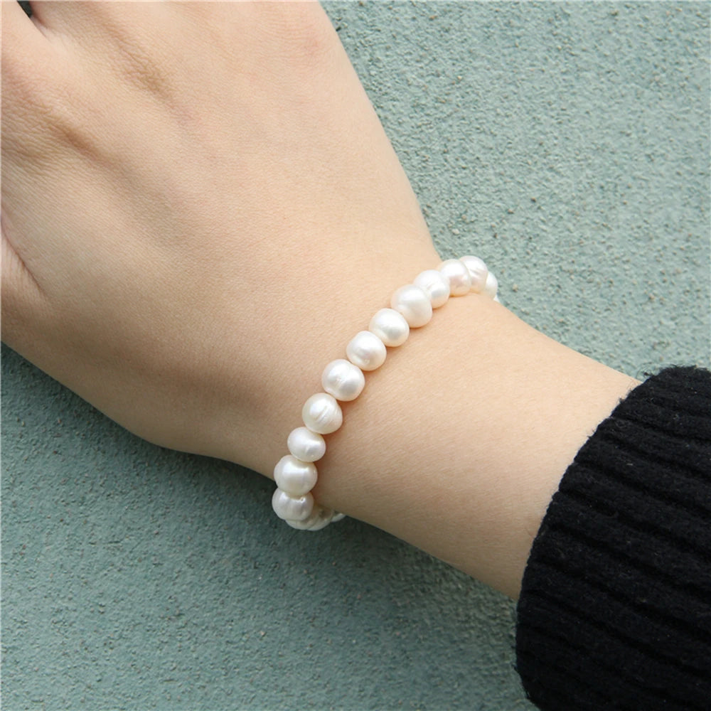 2024 New Natural Freshwater Pearl Stretch Bracelet Elegant Retro Female Pearl Bracelet High Quality Jewelry Gift For Women