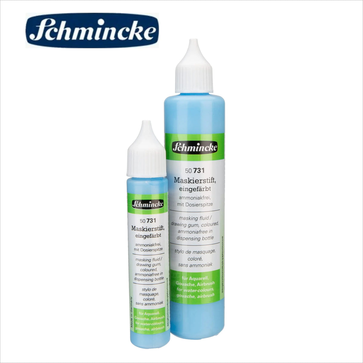 German Schmincke - Masking Fluid, Drawing Gum, Dosing Pen, Blue Masking Liquid for Opaque Areas of Paintings on Watercolor Paper