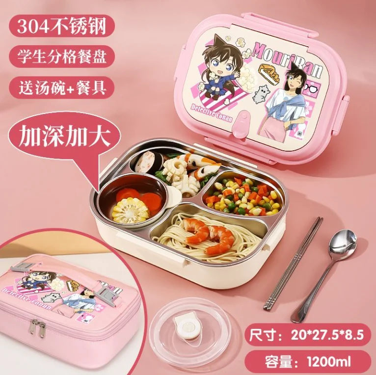 Detective Conan Stainless Steel Insulated Lunch Box Cute and Stylish Bento Box with Compartments for Male and Female Students