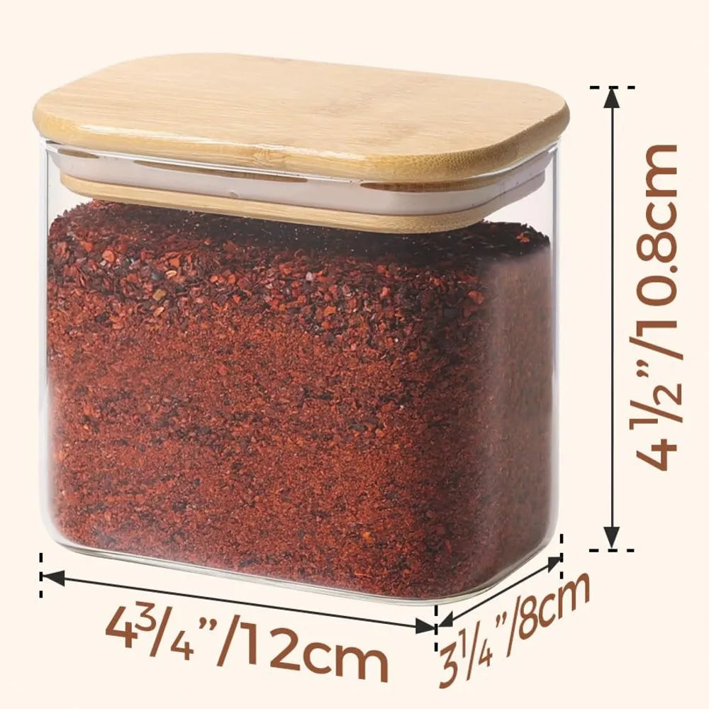 Rectangle  Storage Containers Jars with Bamboo Lids, Clear Food Storage Jar, Pantry Kitchen Organizer for Pasta Flour Oats Nuts