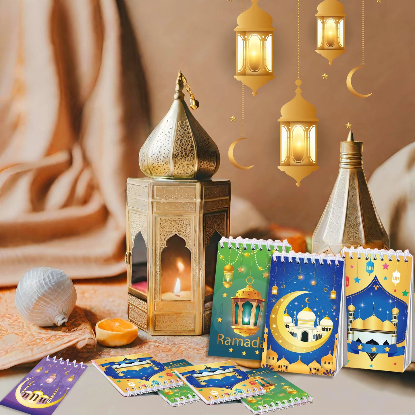 8pcs Eid Mubarak Mini Spiral Pocket Notebooks Memo Pad Coil Booklet Notepad For Office Stationery School Party Supplies