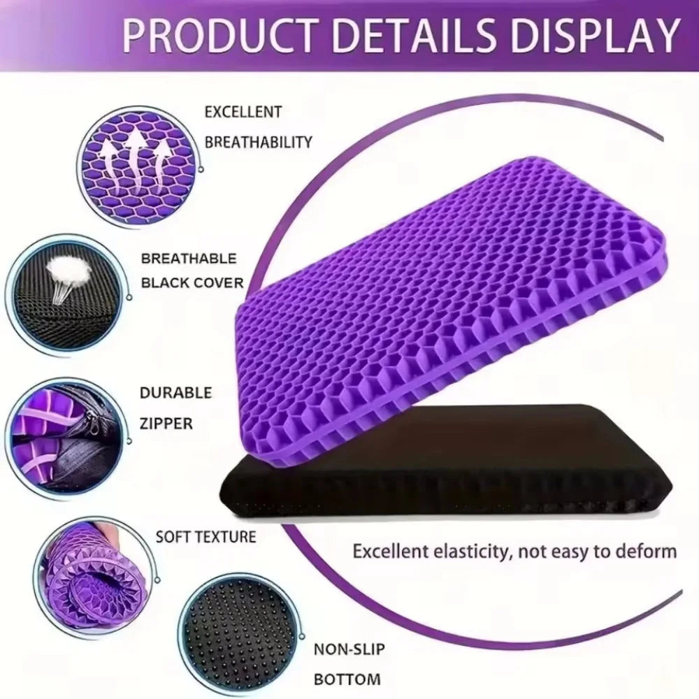 Gel Seat Cushion Summer Breathable Honeycomb Design For Pressure Relief Back Tailbone Pain for Home Office Wheelchair Chair Cars