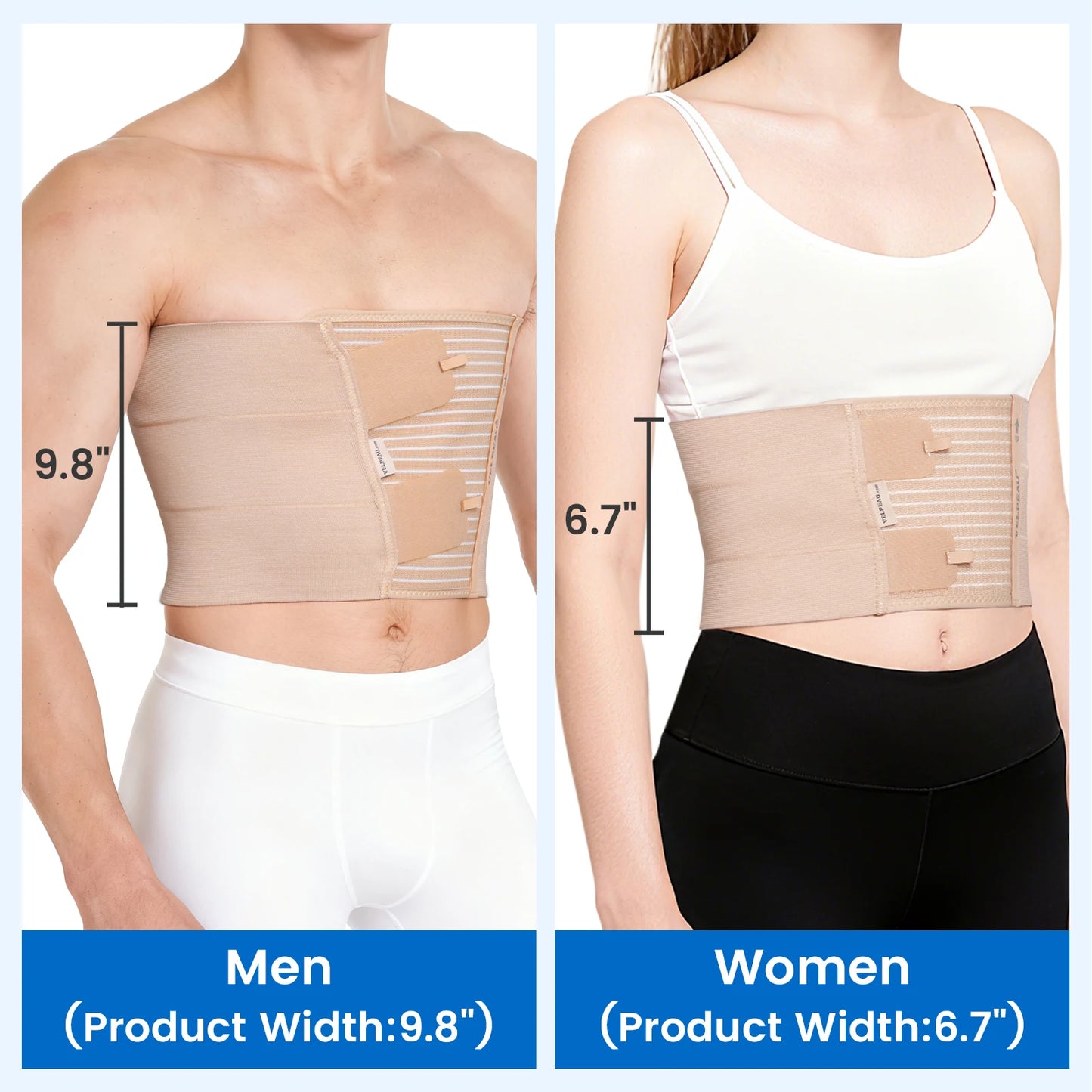 VELPEAU Rib Fracture Support Belt for Pulled Muscle Pain, Broken Rib and Sternum Injury, Unisex Chest Compression Support Belt