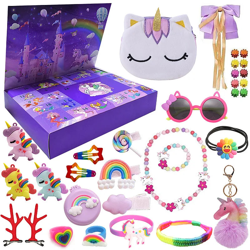 2025 Christmas Advent Calendar Box for Girl Gift Mermaid Theme Jewelry Hairpin Pendant 24 Days Countdown Calendar New Year Gifts