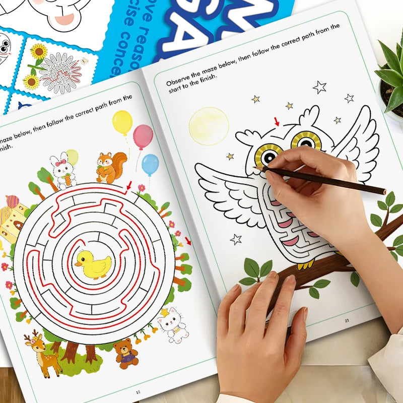 32 Pages Kids Maze Game Book Improve Reasoning Ability Concentration Educational Activity Book for Boys Girls Toddlers