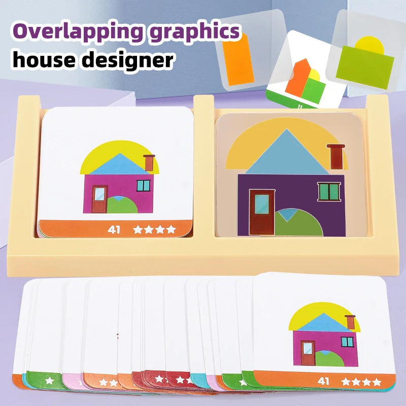 House Design Logic Game Montessori Toys Creative Geometric Shape Spatial Imagination Intellectual Thinking Puzzle Games Kids Toy