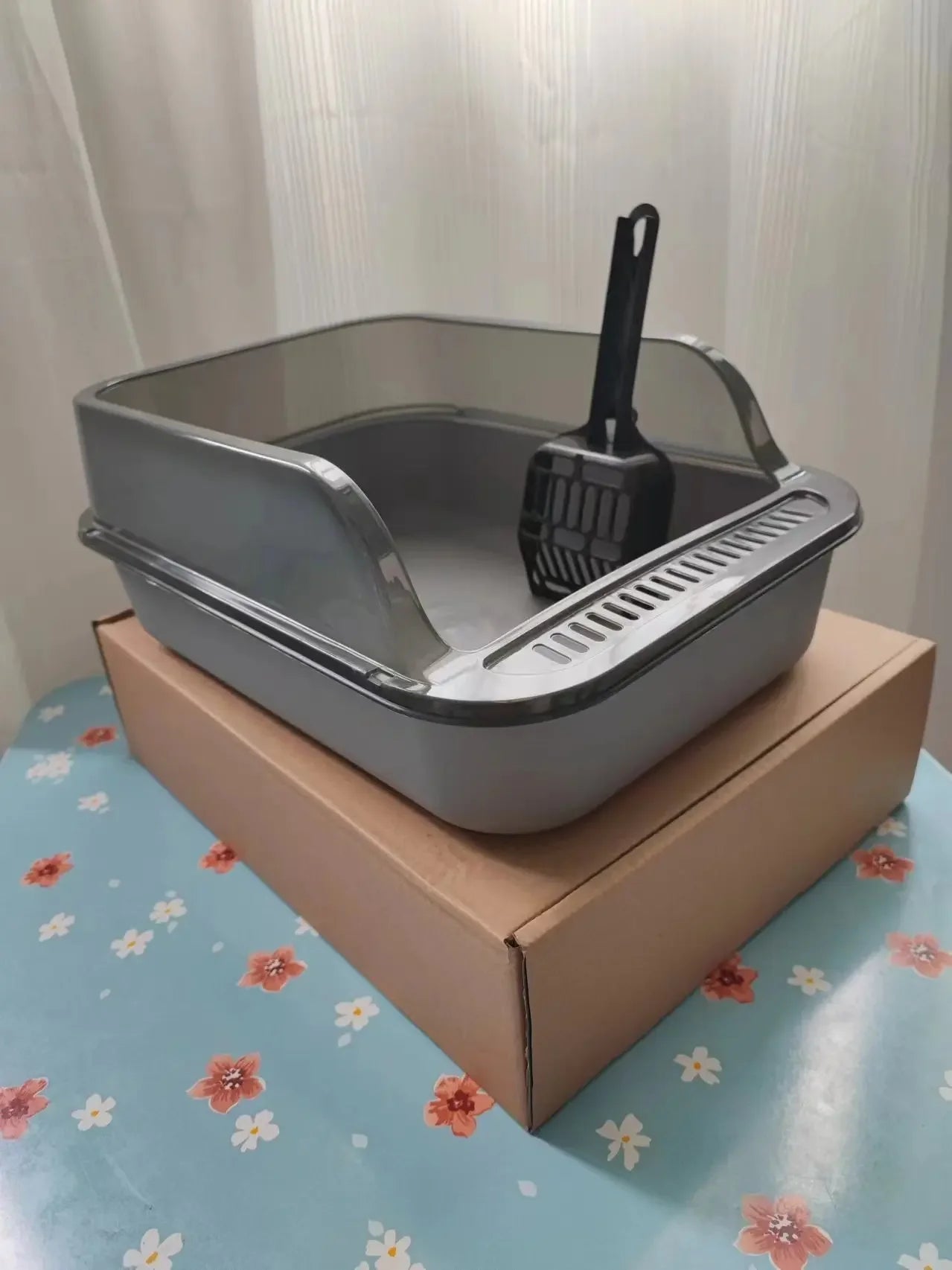 Open Top Cat Litter Box Bedpan Splashproof with High Side Kitten Litter Pan Kitten Toilet for Small Pets Rabbit Indoor Cats Pet