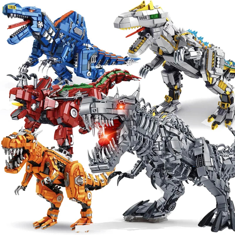 Jurassic Park Dinosaur World Large Mechanical Tyrannosaurus Rex Building Blocks T-rex Model With Lights Bricks Toys For Kid Gift