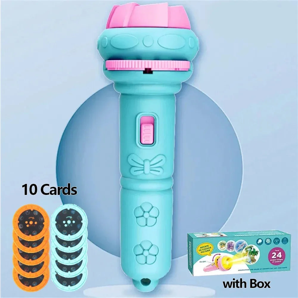 10Pcs Cartoon Projector Flashlight Cards, Creative Kids Flashlight Toy Projector for Children, Bedtime Story Toy for Babies