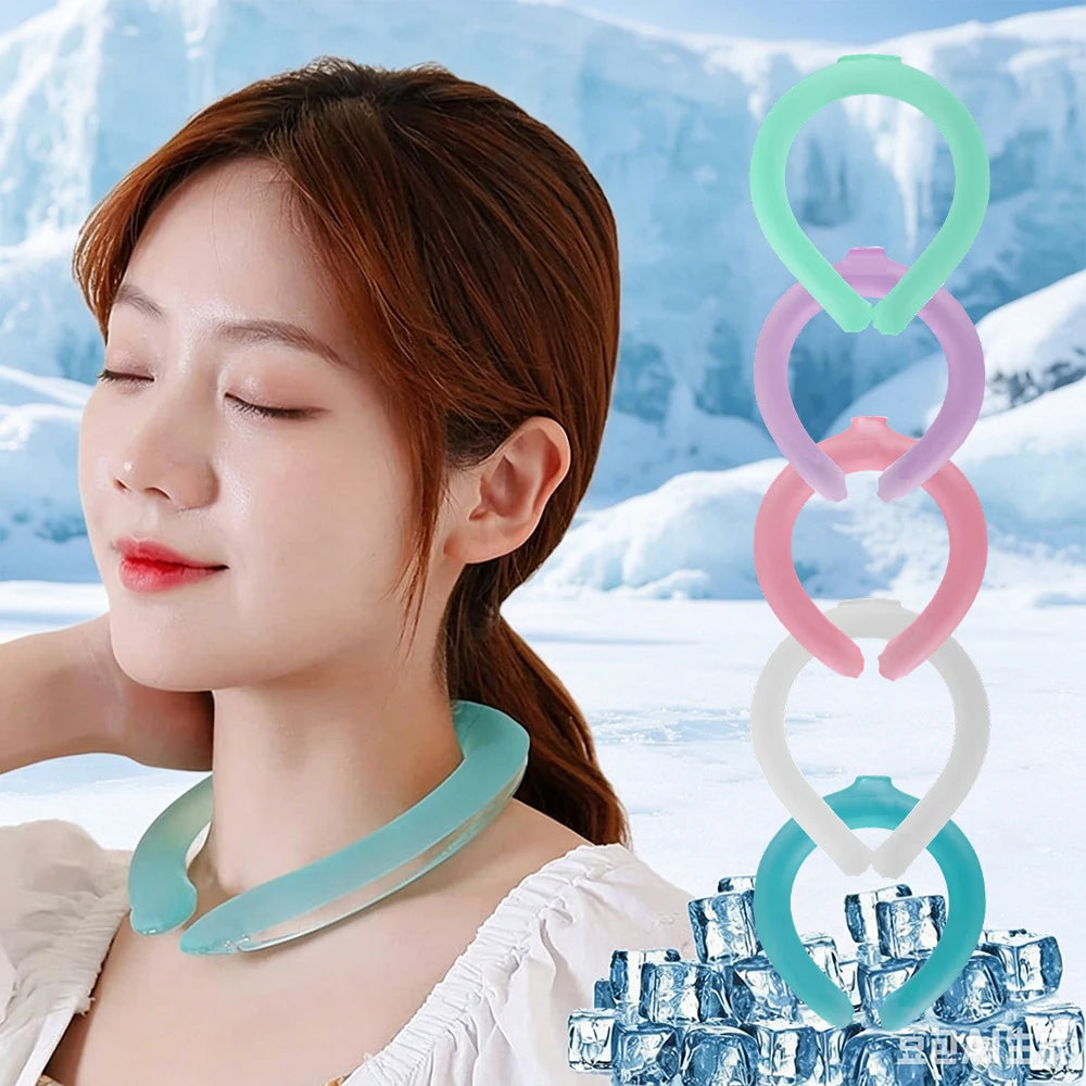 Summer Neck Cooling Ring Portable Reusable Neck Massager Cool Neck Ring Sunstroke Prevention Fitness Fishing Cycling Travel Ice