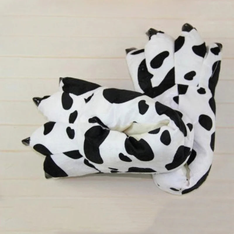 Winter Warm Soft Indoor Floor Slippers Women Men Shoes Paw Funny Animal Christmas Monster Dinosaur Claw Plush Home Random Lining