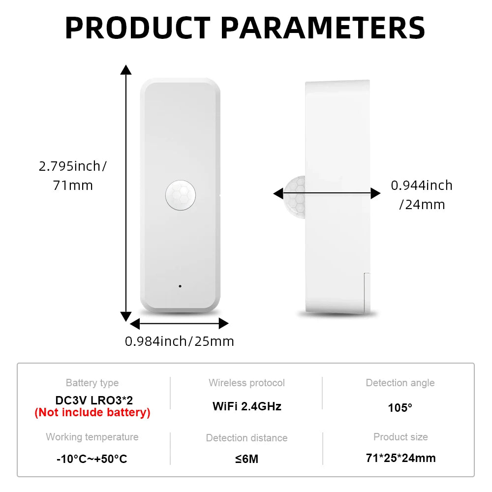 Tuya WiFi/Zigbee Human Body Infrared Detector PIR Motion Sensor Security Smart Life APP Remote Works With Alexa Google Home