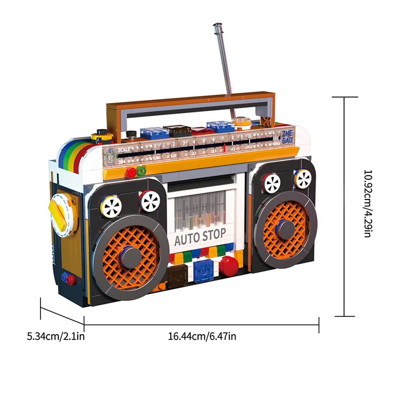 554PCS Color Radio Model Building Blocks Retro Small Home Appliances Assembly Bricks DIY Toys Desktop Deco Adult Holiday Gift