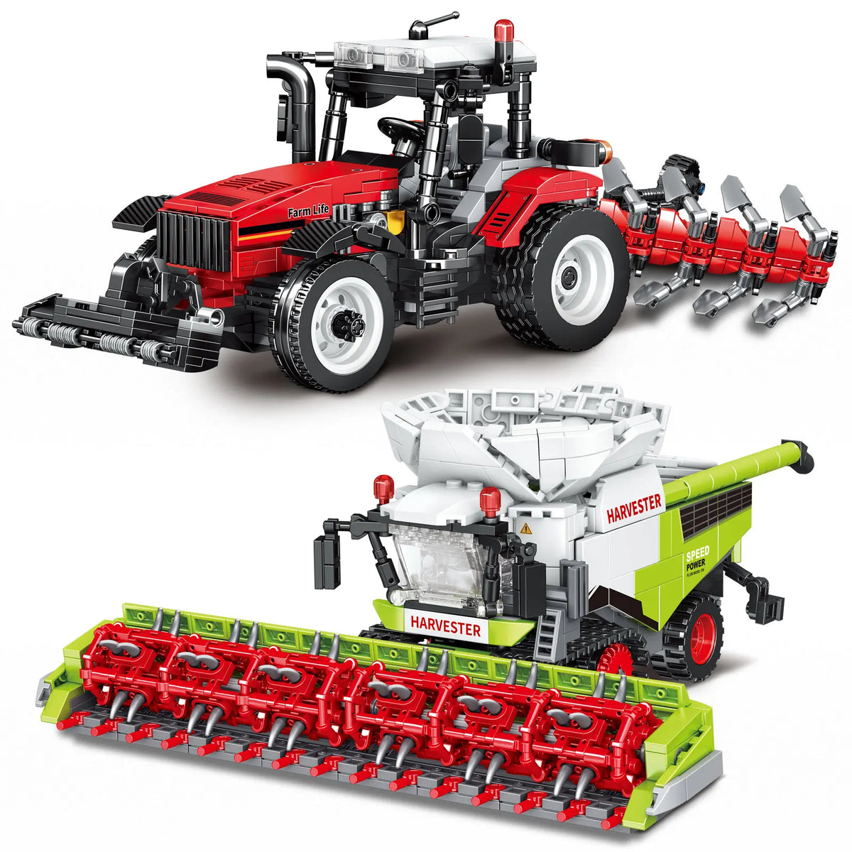 Building Block Tractor Farm Truck Harvester Vehicle Car Model DIY Bricks Educational STEM Toy City Construction Toy Gift