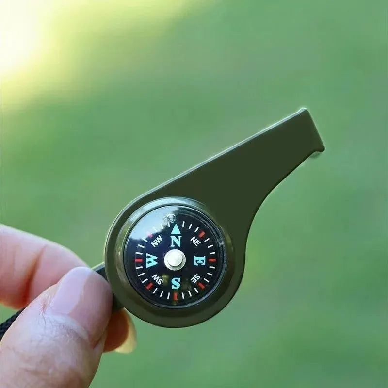 3in1 outdoor emergency whistle with compass, thermometer, outdoor whistle, convenient to carry suitable for camping and hiking