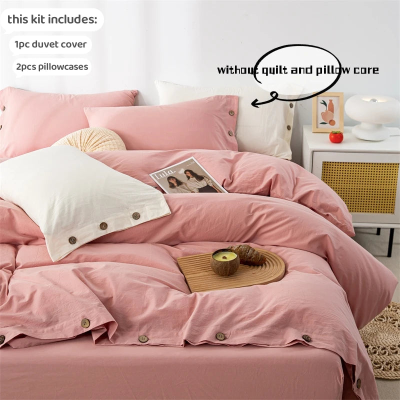 3pcs  100% cotton bedding set Double Duvet Cover Set 220x240 Solid Twist Cotton King Size Bedding Set Quilt Cover Set