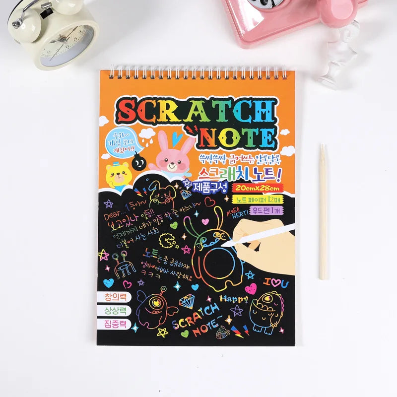 50 pcs Scratch Paper Kids Rainbow Magic Scratch Off Paper Sheets Art Craft Kit Black Note Paper Drawing Pads