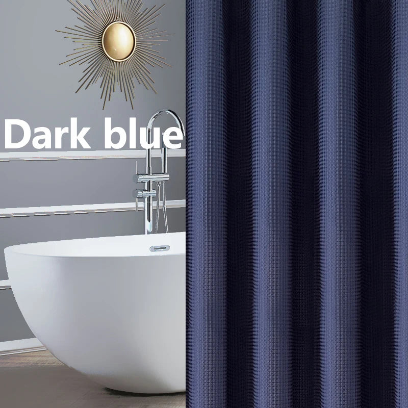 Thickened Waffle Solid Color Shower Curtain, Non-porous Double-sided Waterproof and Mildew Shading Suitable for Toilet, Bathroom