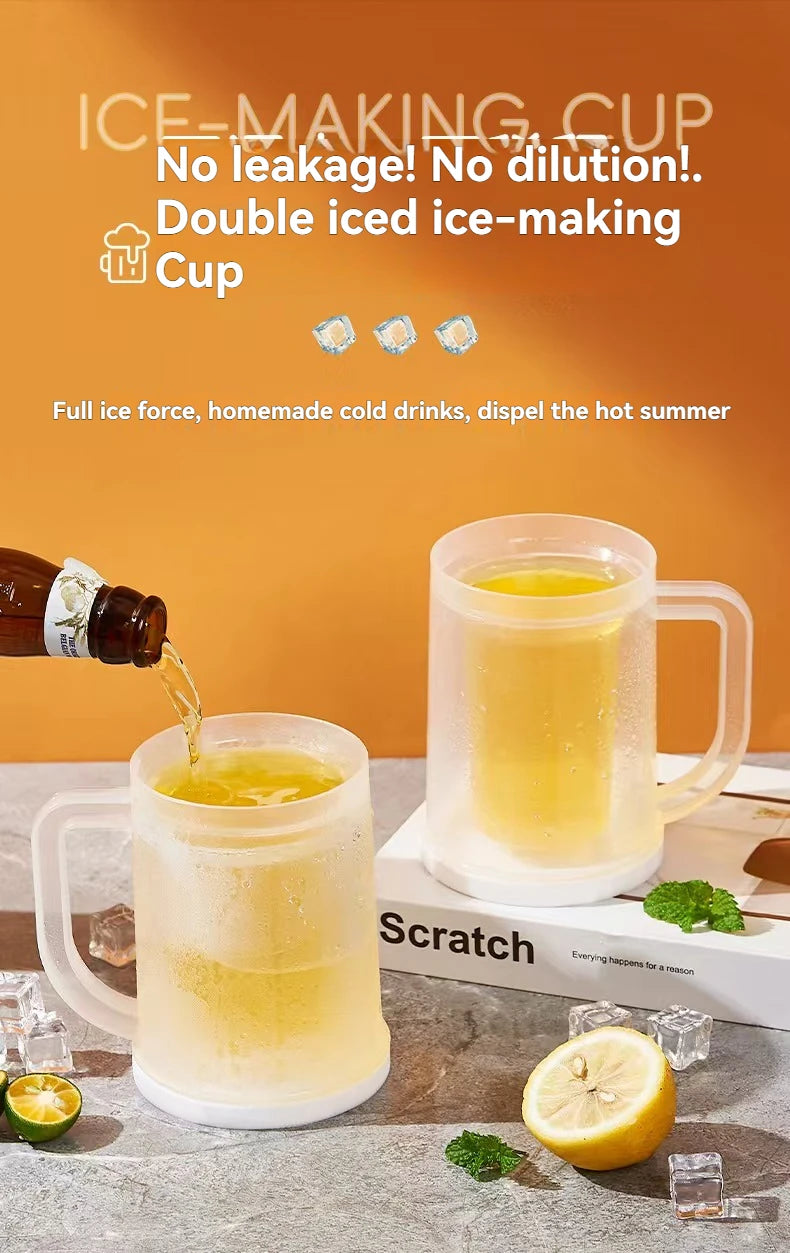 Double-layered ice cups, Perfect for a pool party to keep you cool throughout the summer.double-layer beer mugs, chilled cooling